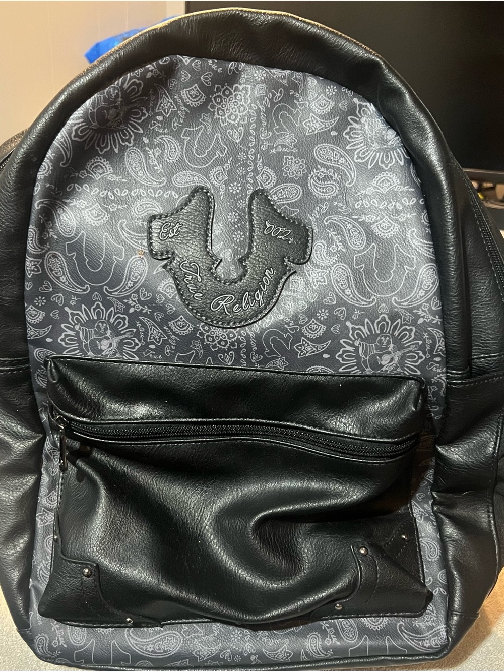 True Religion Black & Gray Paisley Men’s Backpack
